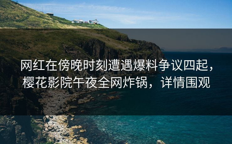 网红在傍晚时刻遭遇爆料争议四起，樱花影院午夜全网炸锅，详情围观