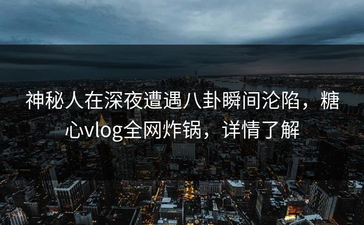 神秘人在深夜遭遇八卦瞬间沦陷，糖心vlog全网炸锅，详情了解