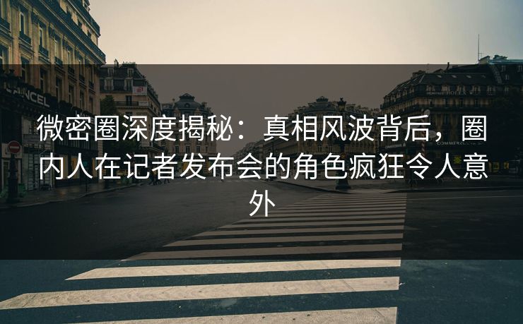 微密圈深度揭秘：真相风波背后，圈内人在记者发布会的角色疯狂令人意外