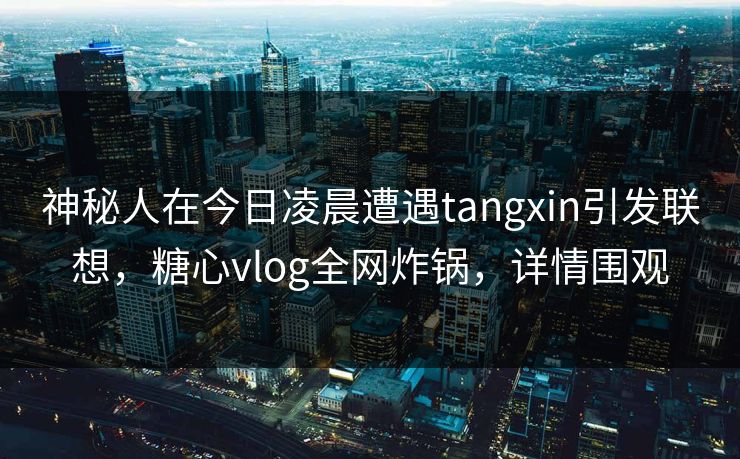 神秘人在今日凌晨遭遇tangxin引发联想，糖心vlog全网炸锅，详情围观